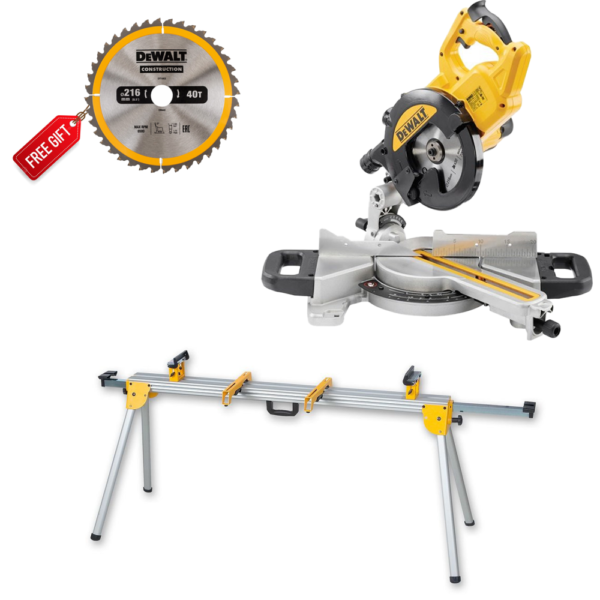 DeWALT 216 mm skersinio pjovimo staklės + DE7023 staklių stovas