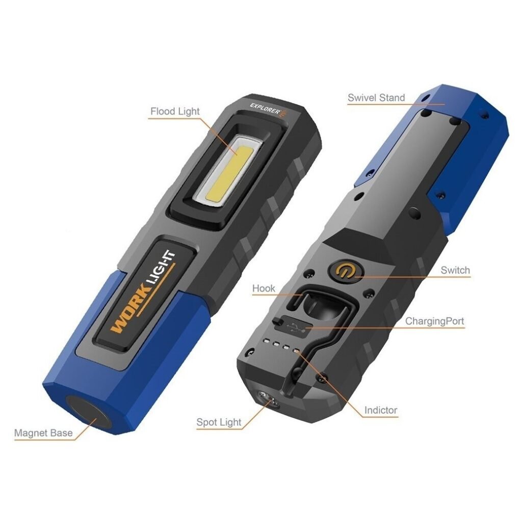 Prožektorius darbui COB+SMD (įkraunamas) - MeistroRojus.lt
