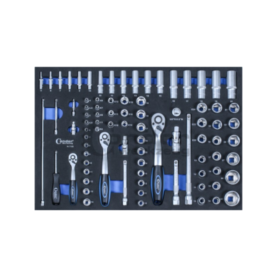 Terkšlių k-tas 1/4+3/8+1/2 su įdėklu vežimėliui 85 dalių